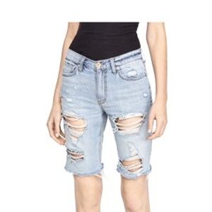 We The Free Womens Caroline Denim Destroyed Cutoff Shorts Blue size 24